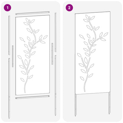 Garden Privacy Screen Floral Silver 50 x 140 cm Stainless steel