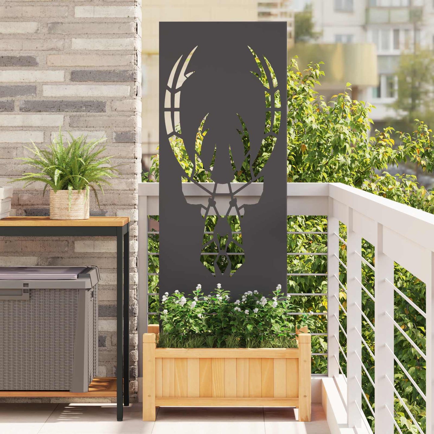 Garden Privacy Screen Black 50 x 140 cm Cold-rolled steel