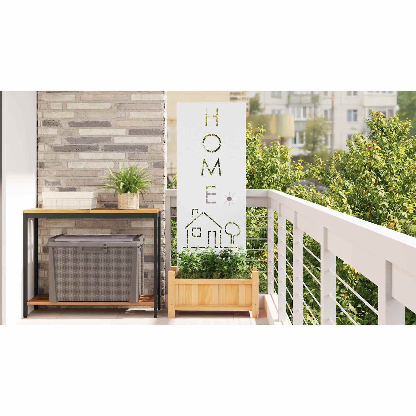 Garden Privacy Screen White 50 x 140 cm Cold-rolled steel