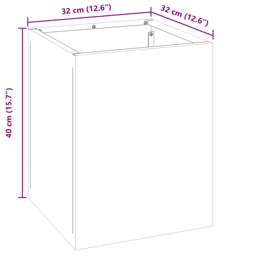 Garden Planter Galvanised Steel 32 x 32 x 40 cm