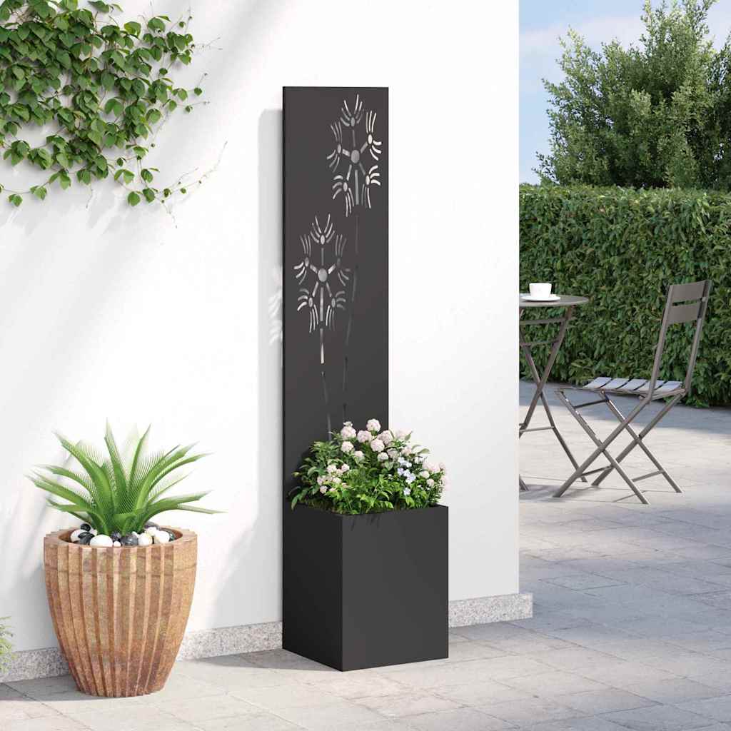 Garden Privacy Screen Black 32 x 150 cm Cold-rolled steel