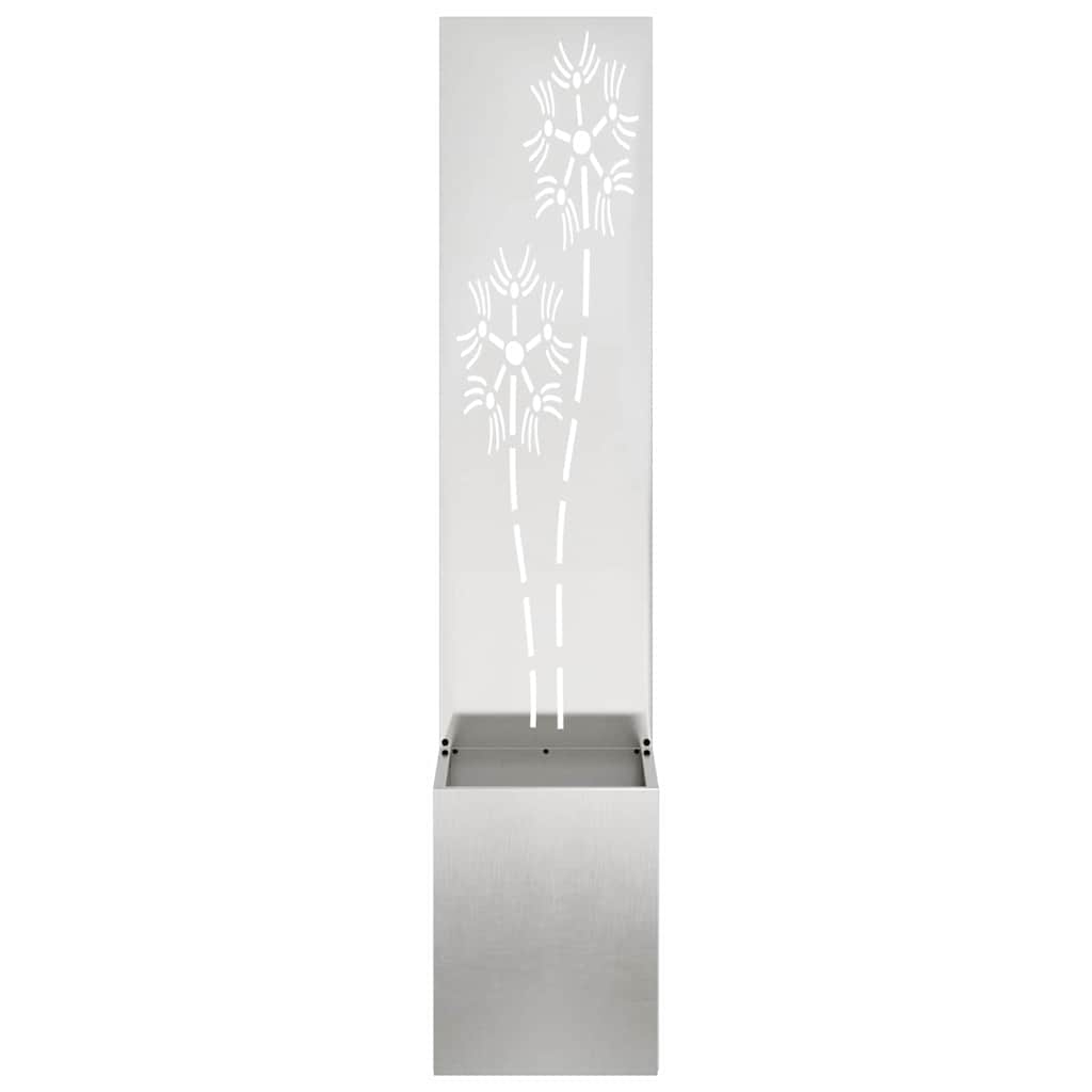 Garden Privacy Screen Floral Sliver 32 x 150 cm Stainless steel