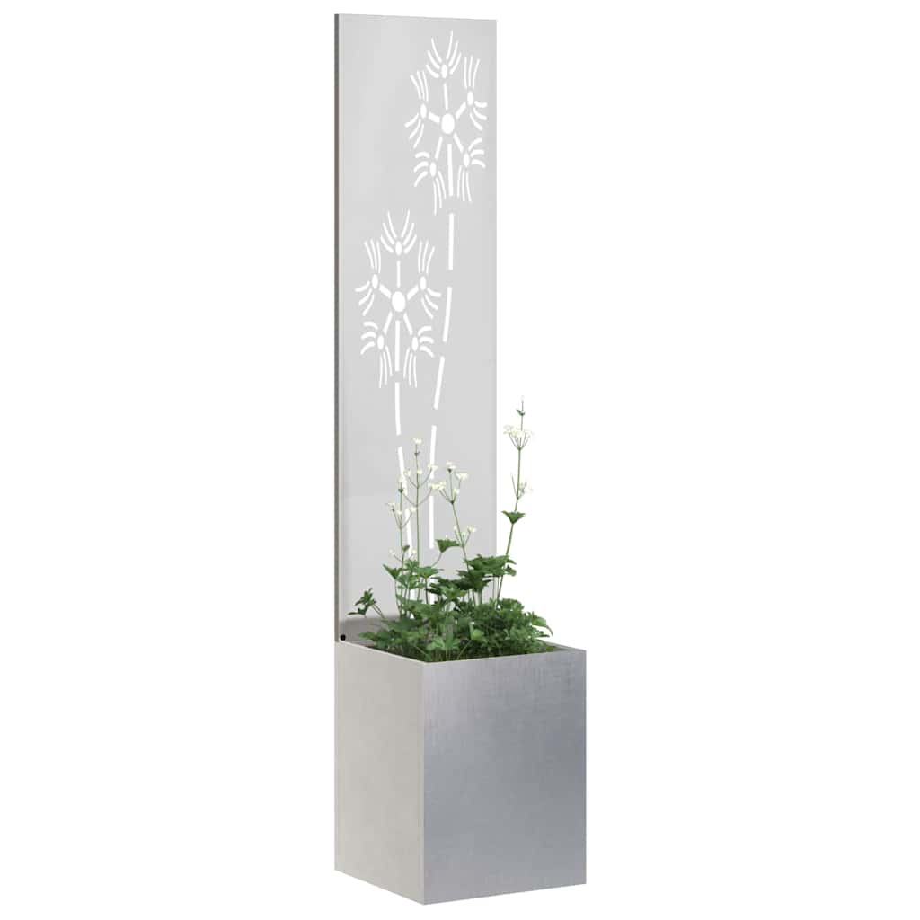 Garden Privacy Screen Floral Sliver 32 x 150 cm Stainless steel