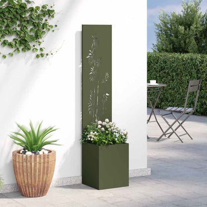 Garden Privacy Screen Floral Olive green 32 x 32 x 150 cm