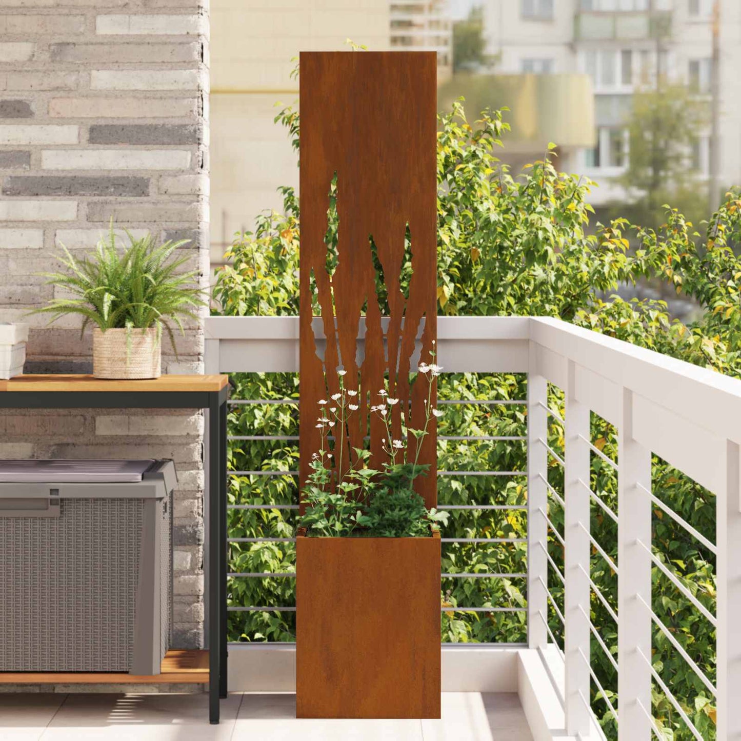 Garden Privacy Screen Rusty 32 x 32 x 150 cm Weathering Steel