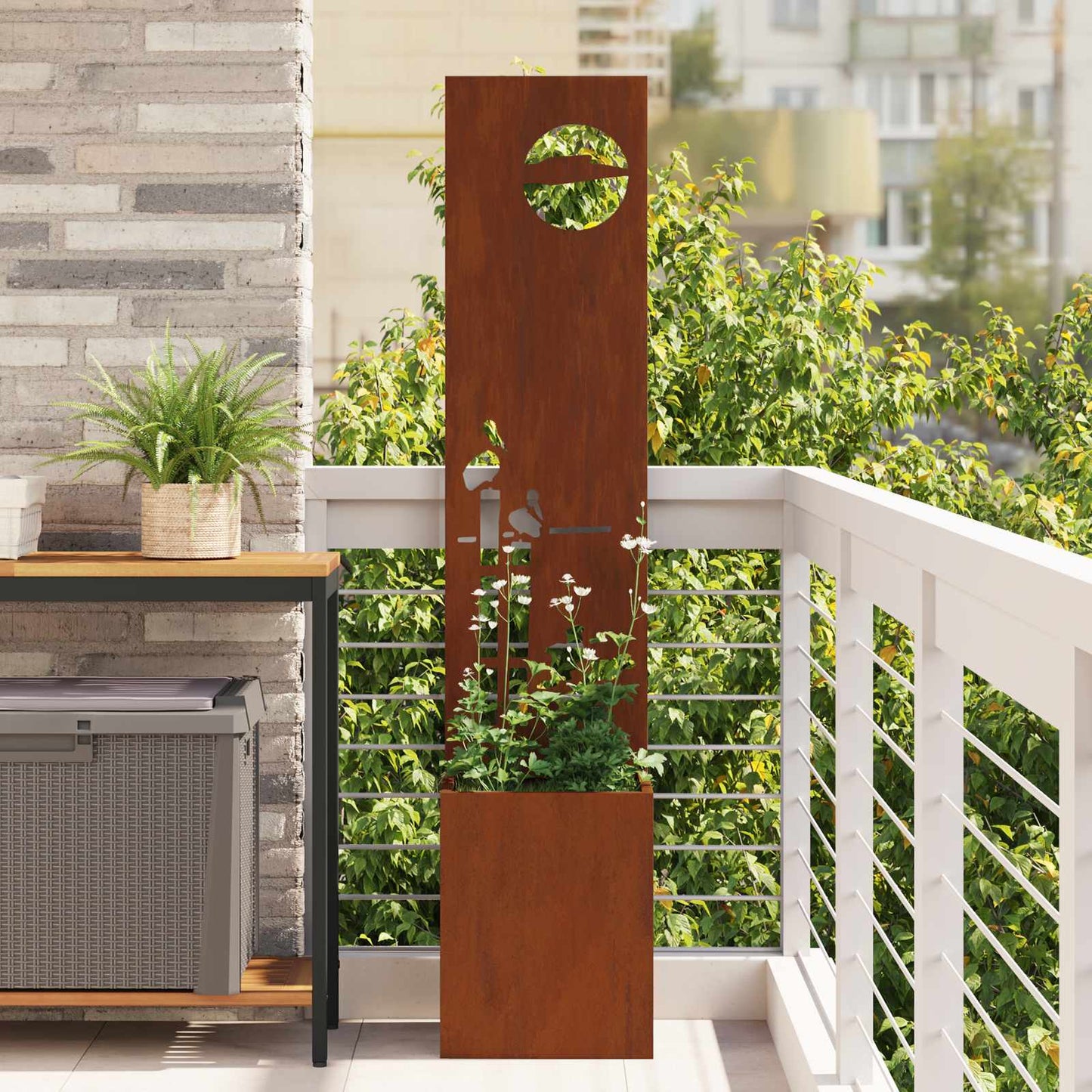 Garden Privacy Screen Rusty 32 x 150 cm Weathering steel