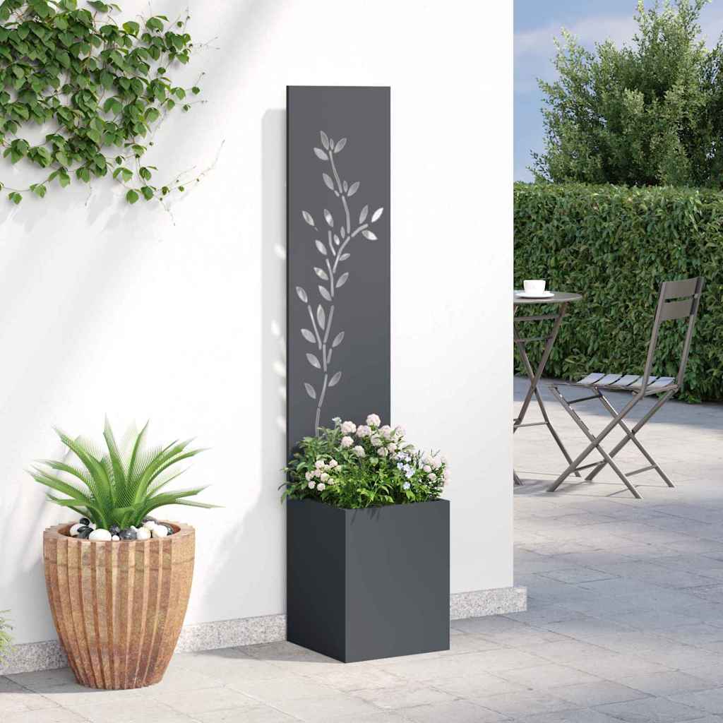 Garden Privacy Screen Floral Anthracite 32 x 32 x 150 cm