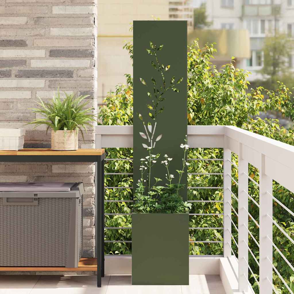 Garden Privacy Screen Floral Olive green 32 x 32 x 150 cm