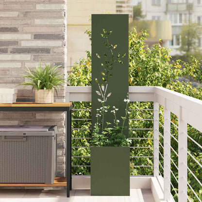 Garden Privacy Screen Floral Olive green 32 x 32 x 150 cm
