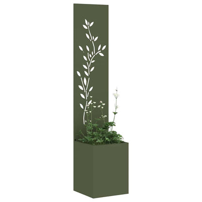 Garden Privacy Screen Floral Olive green 32 x 32 x 150 cm