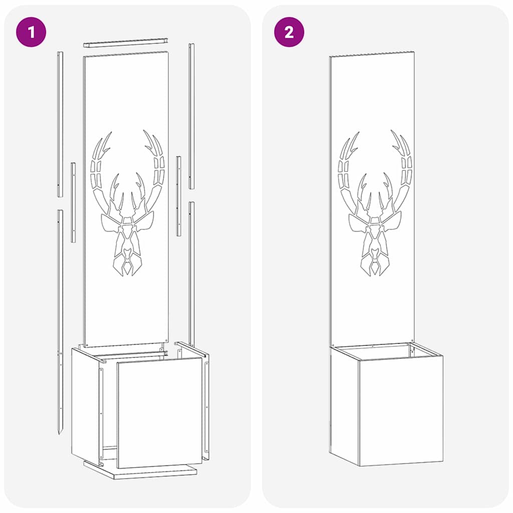 Garden Privacy Screen White 32 x 32 x 150 cm Cold-rolled steel