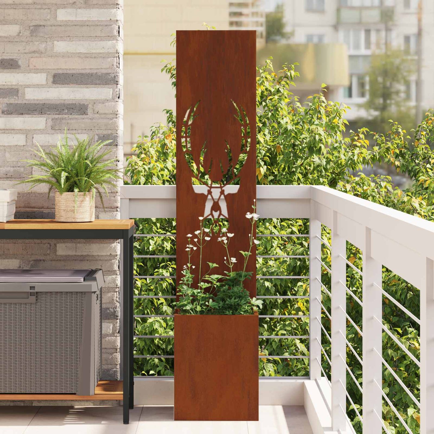 Garden Privacy Screen Rusty 32 x 150 cm Weathering steel