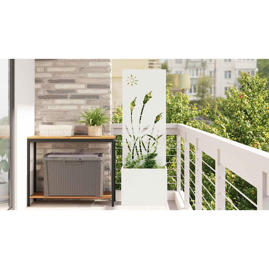 Garden Privacy Screen White 50 x 150 cm Cold-rolled steel