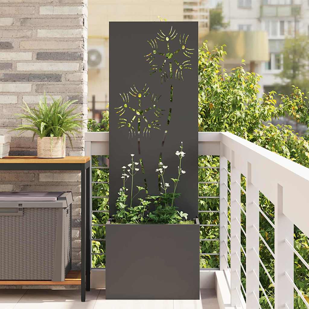 Garden Privacy Screen Black 50 x 32 x 150 cm Cold-rolled steel