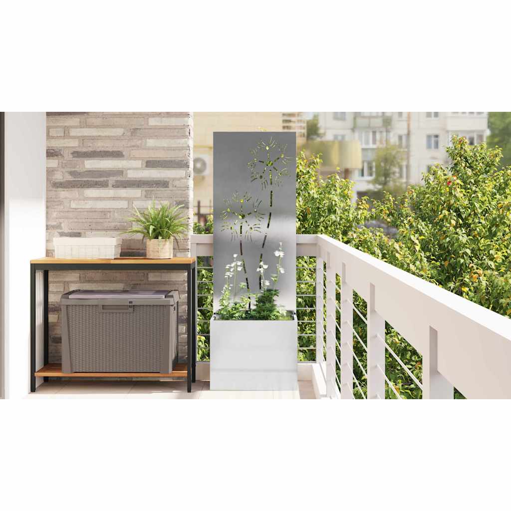 Garden Privacy Screen Floral Sliver 50 x 150 cm Stainless steel
