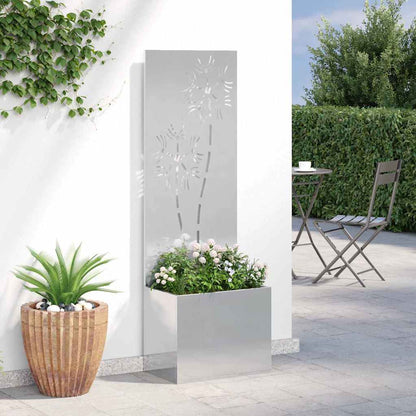 Garden Privacy Screen Floral Sliver 50 x 140 cm Stainless steel