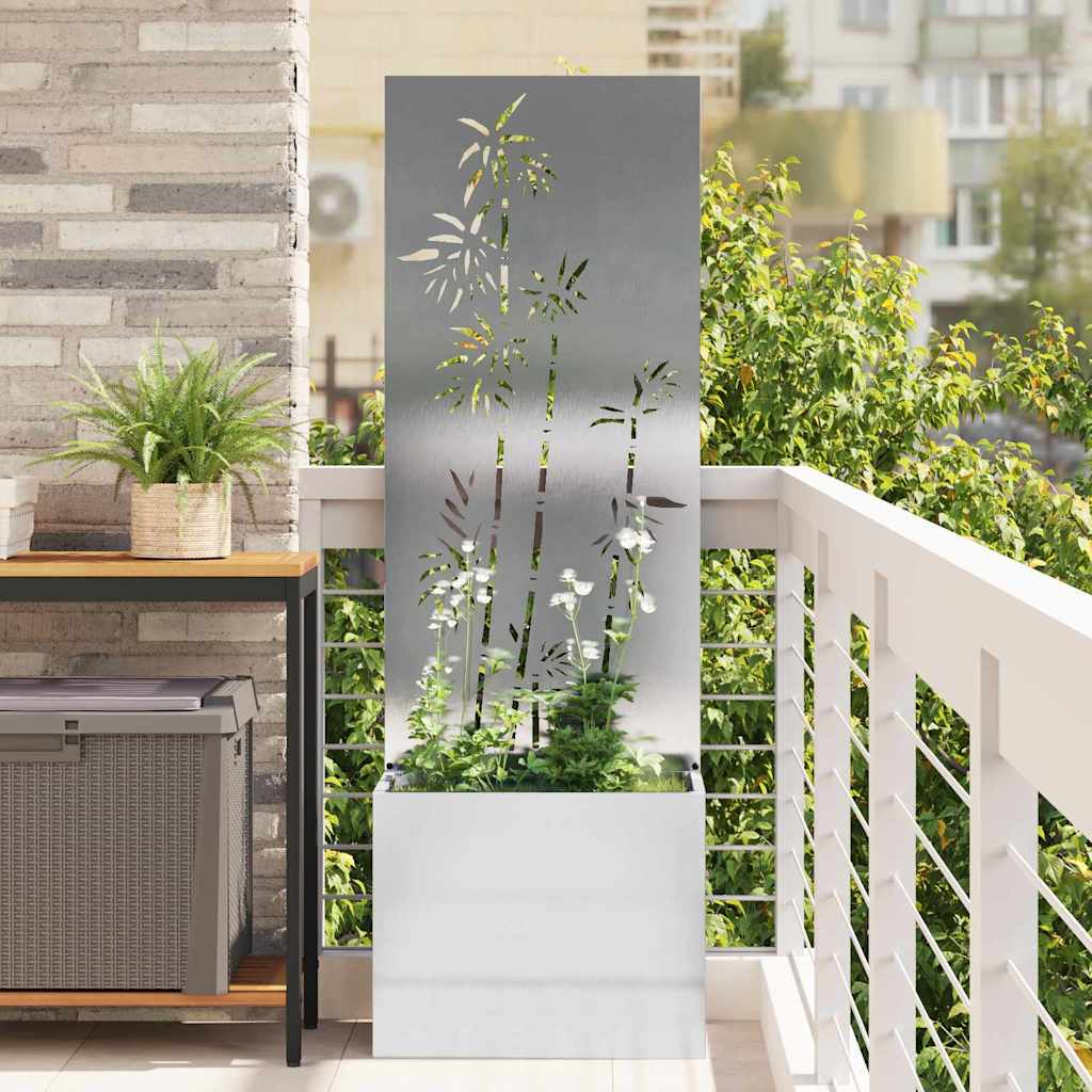 Garden Privacy Screen Floral Sliver 50 x 150 cm Stainless steel