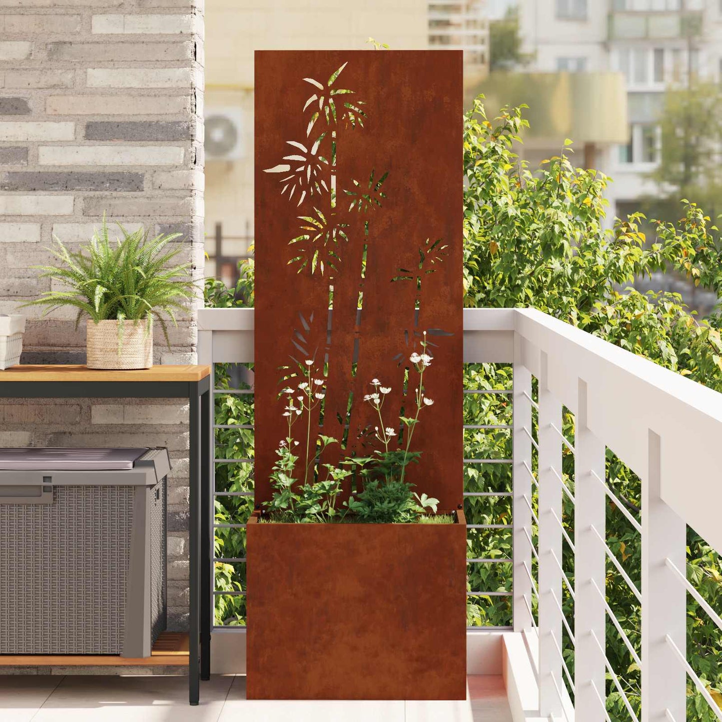Garden Privacy Screen Floral Rusty 50 x 150 cm Weathering steel