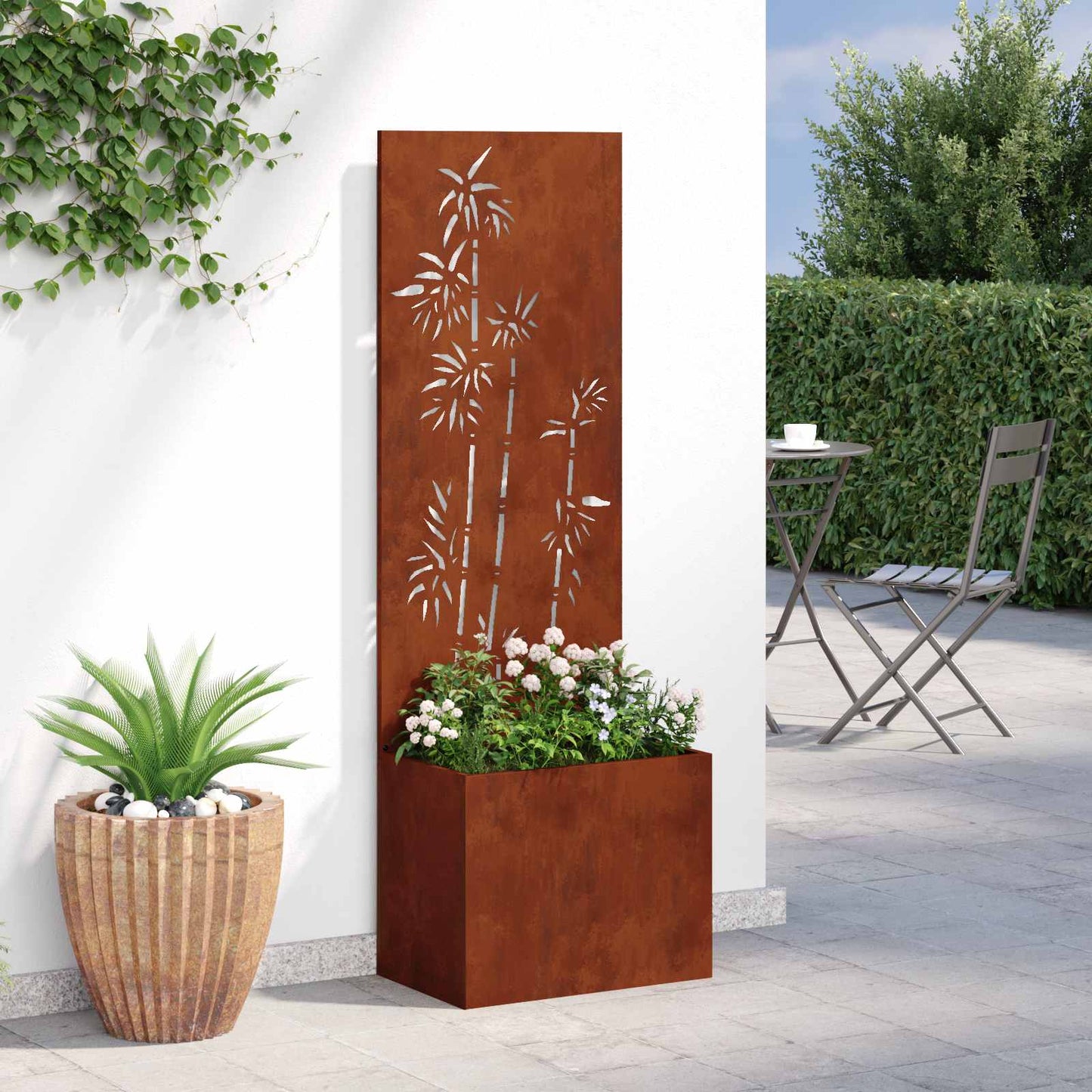 Garden Privacy Screen Floral Rusty 50 x 150 cm Weathering steel