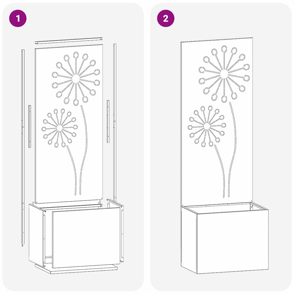 Garden Privacy Screen White 50 x 150 cm Cold-rolled steel