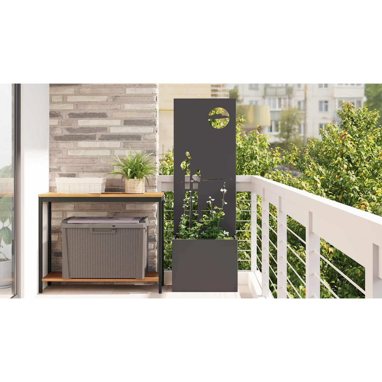 Garden Privacy Screen Black 50 x 150 cm Cold-rolled steel