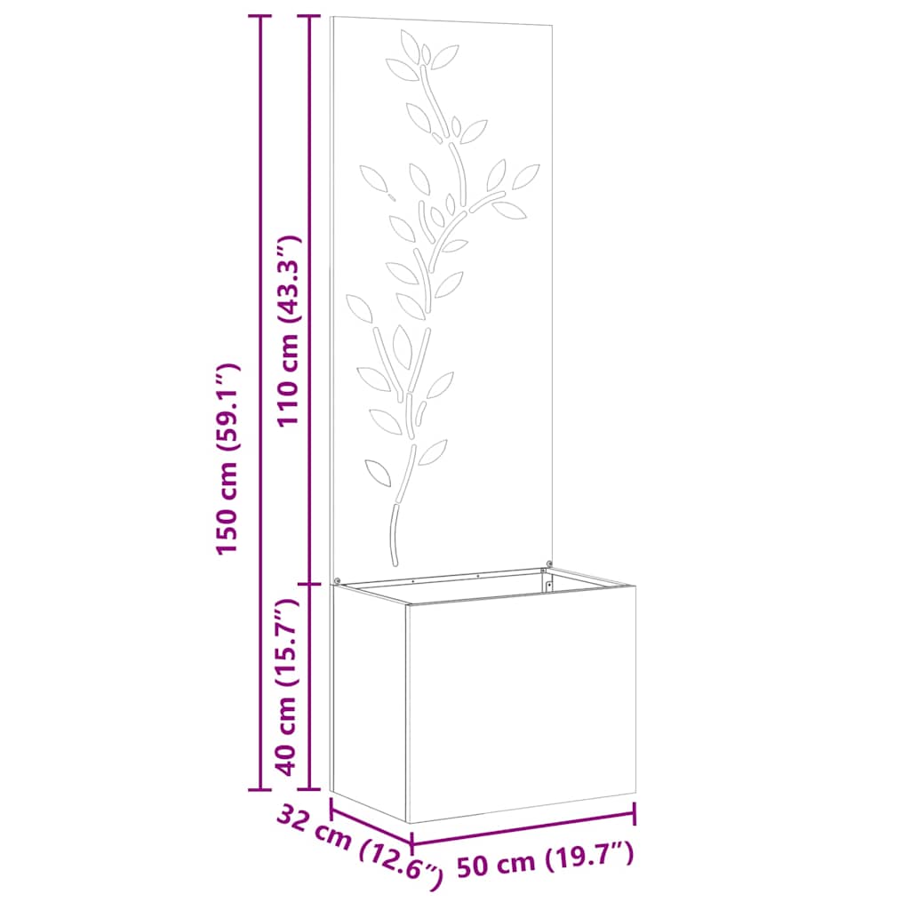 Garden Privacy Screen White 50 x 150 cm Cold-rolled steel
