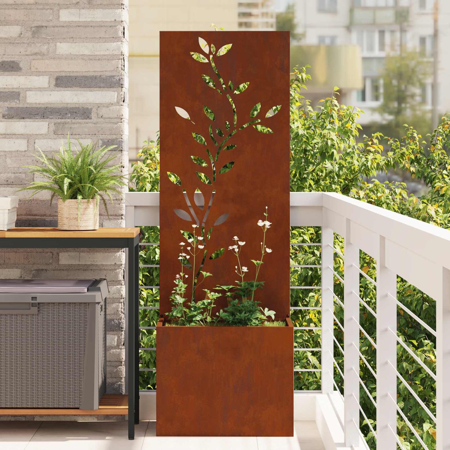 Garden Privacy Screen Rusty 50 x 32 x 150 cm Weathering steel