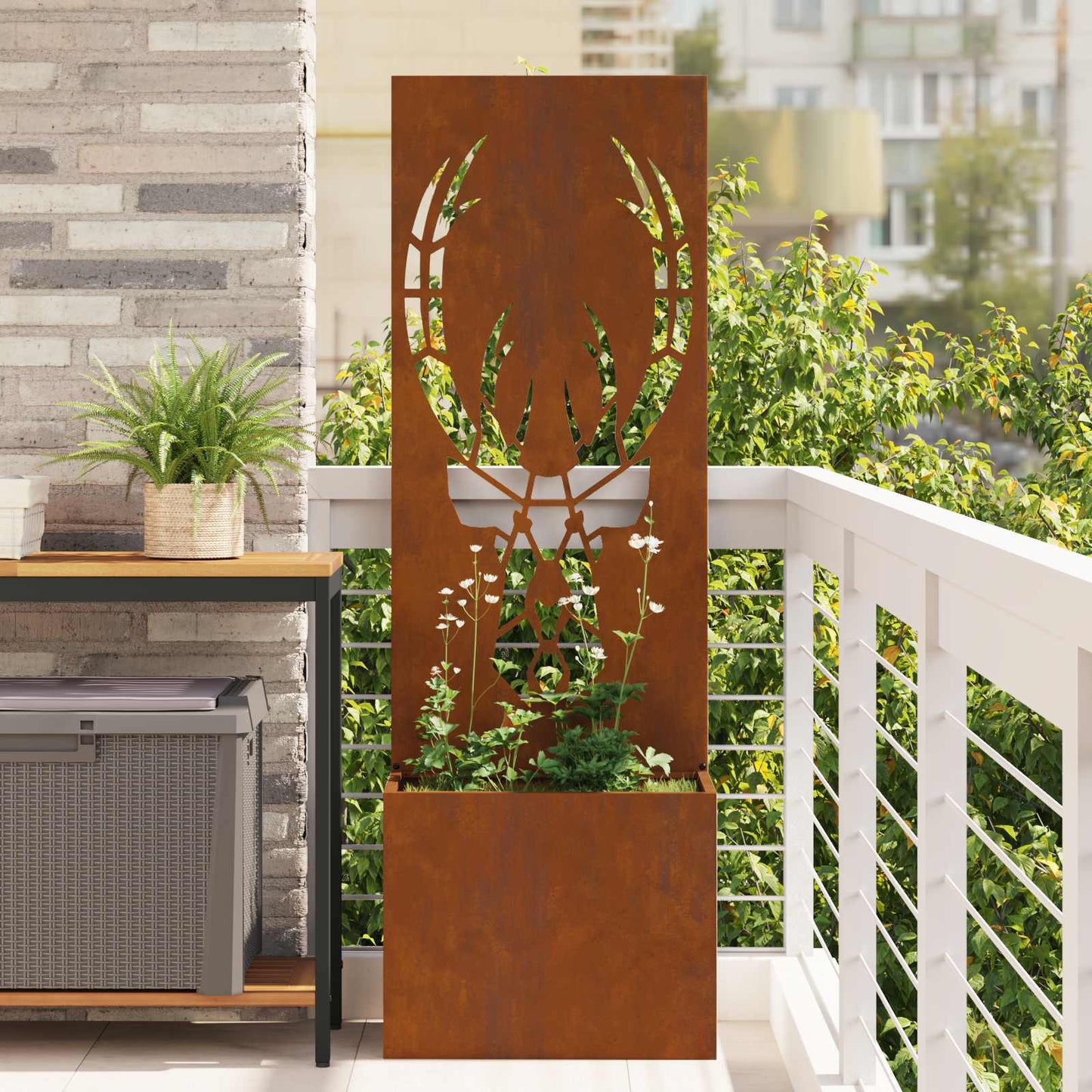 Garden Privacy Screen Rusty 50 x 32 x 150 cm Weathering Steel