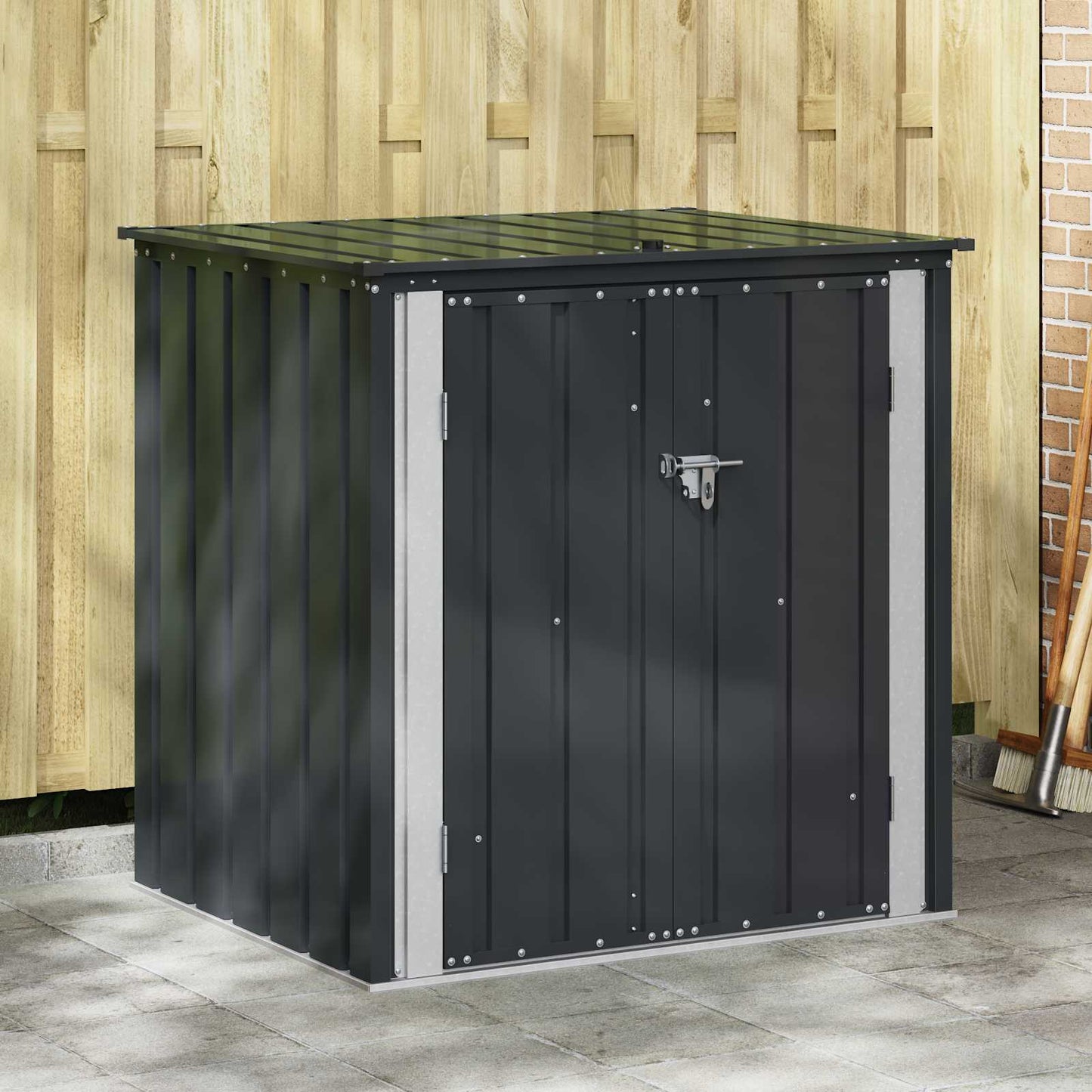 Garden Storage Box Black 101.5 x 82 x 100 cm Steel