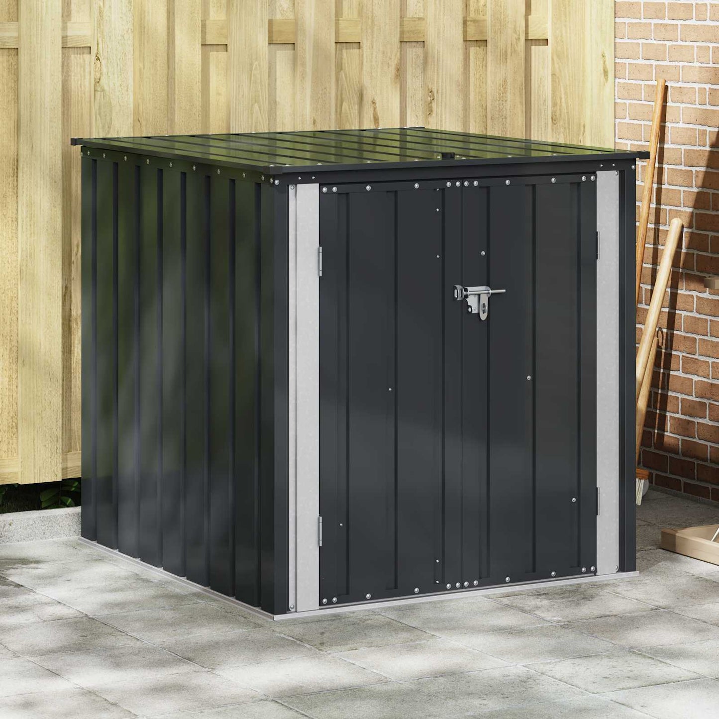 Garden Storage Box Black 101.5 x 107 x 100 cm Steel