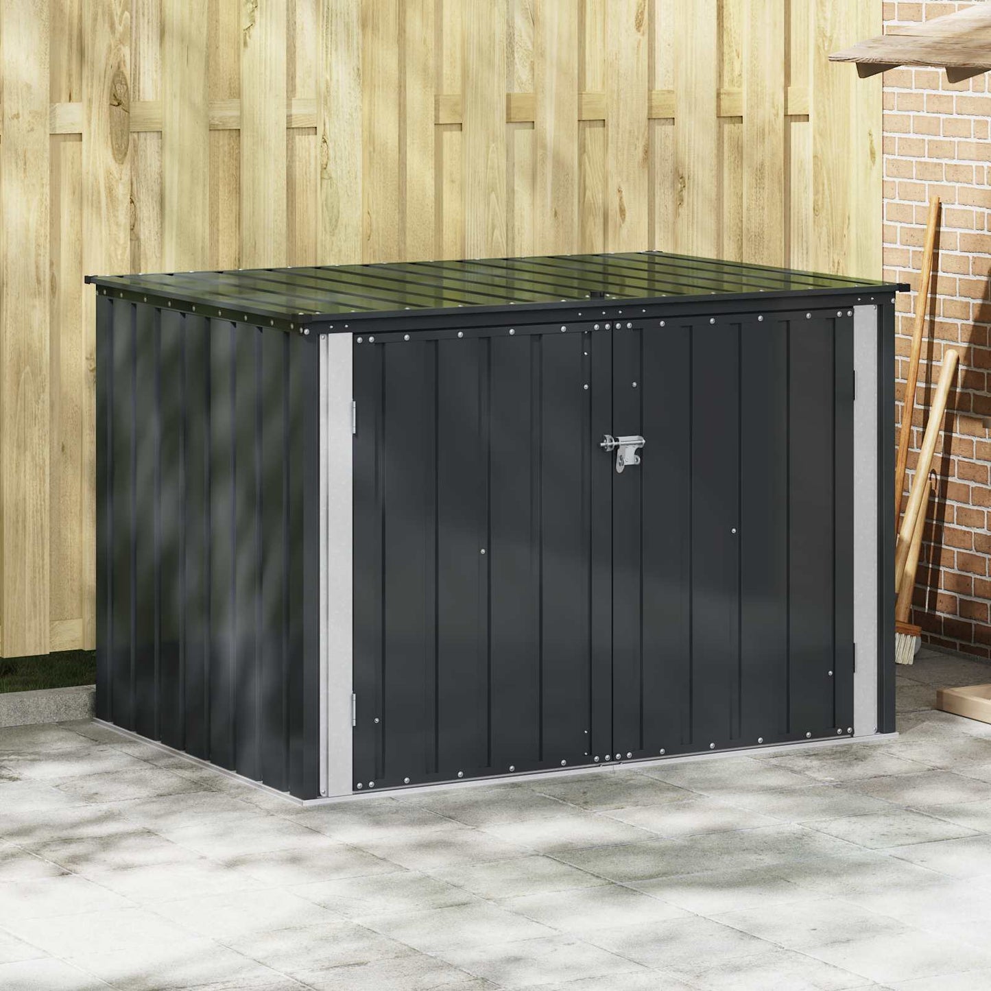 Garden Storage Box Black 151.5 x 107 x 100 cm Steel