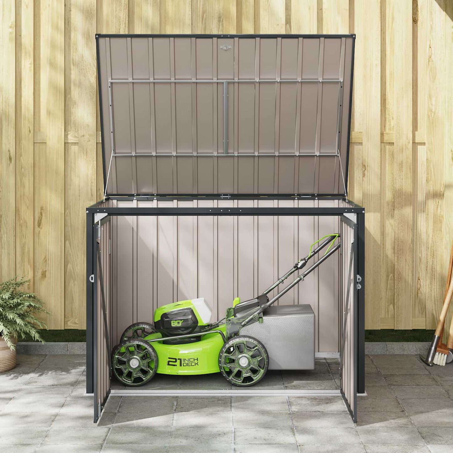 Garden Storage Box Black 151.5 x 107 x 100 cm Steel