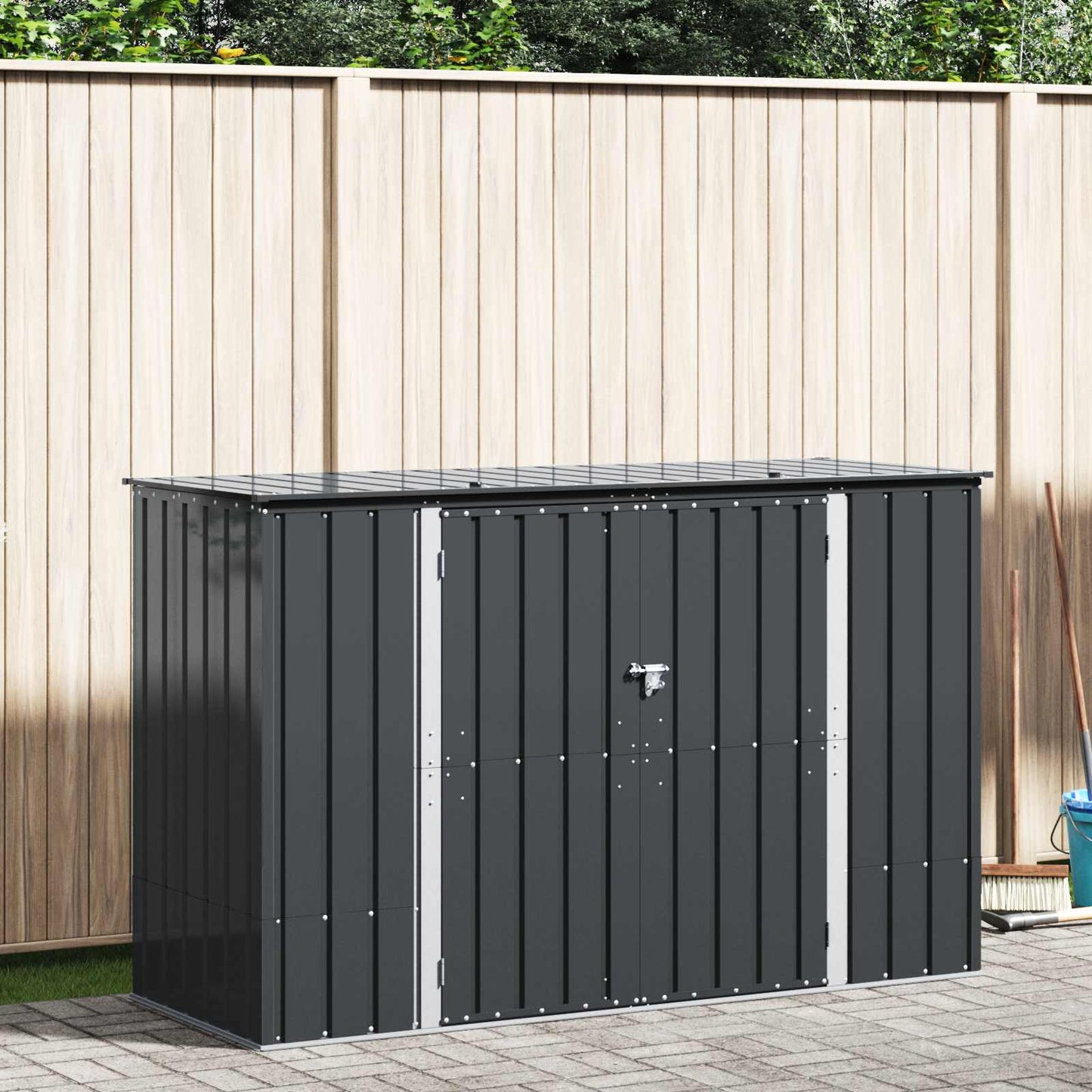 Garden Storage Box Black 214 x 82 x 132 cm Steel