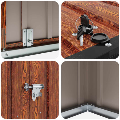 Garden Storage Box Brown 214 x 82 x 132 cm Steel