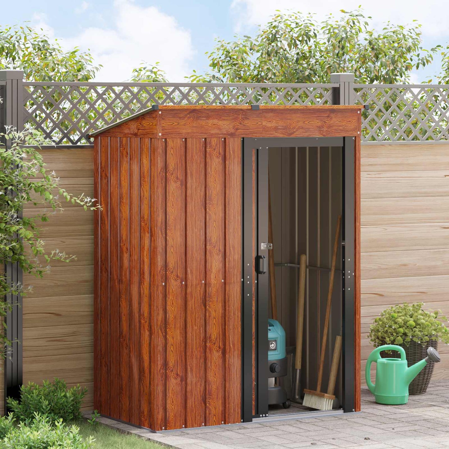 Garden Sheds Brown 137 x 81 x 180 cm Metal