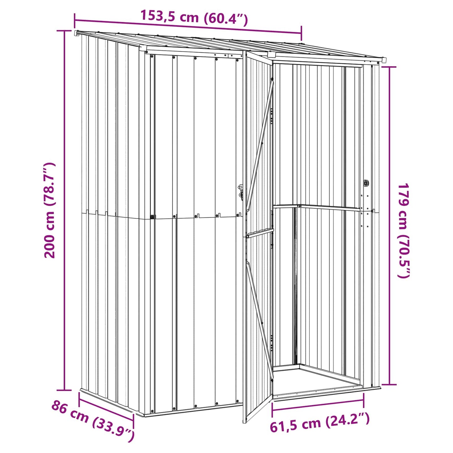 Garden Sheds Anthracite 153.5 x 86 x 200 cm Metal