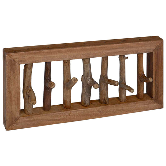 Coat Hook Natural 50 x 10 x 25 cm Solid Mahogany Wood