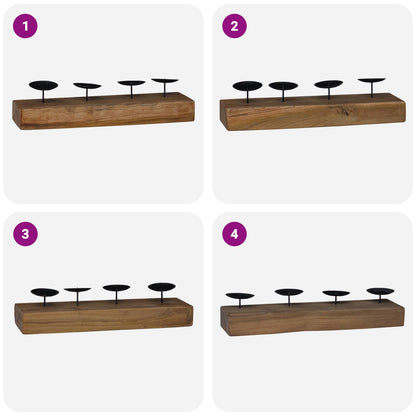 Candle Holder Natural 50 x 15 x 10 cm Solid Teak wood