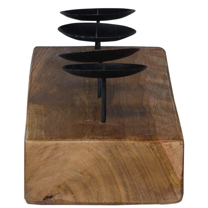 Candle Holder Natural 50 x 15 x 10 cm Solid Teak wood