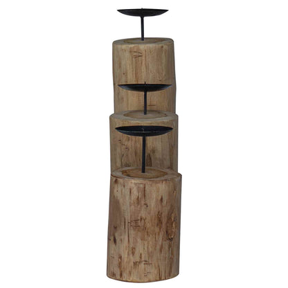 Candle Holder 3 pcs Natural Solid Teak wood
