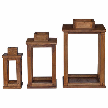 Lantern 3 pcs Natural Mahogany Wood