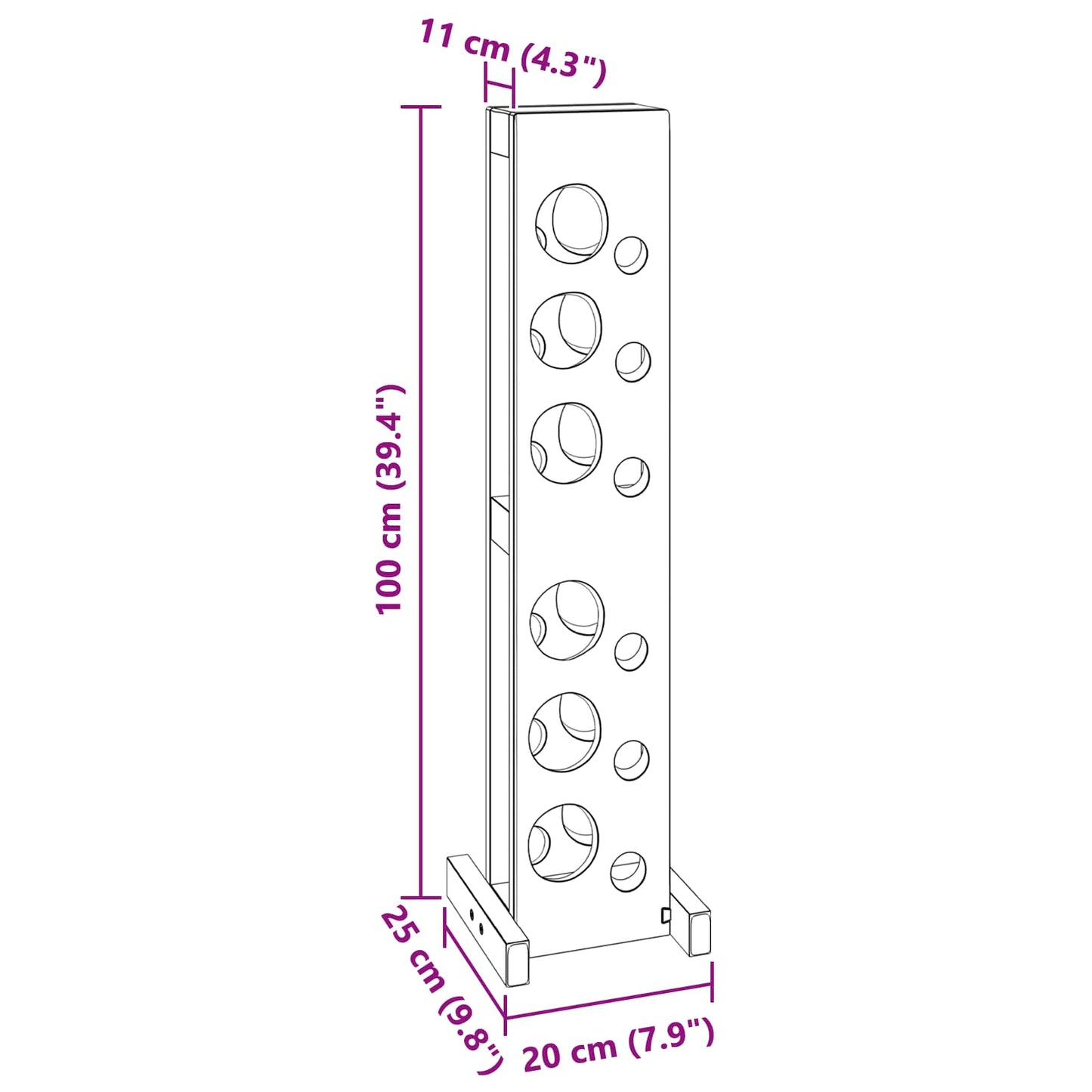 Rack Brown 20 x 25 x 100 cm Solid Mahogany Wood