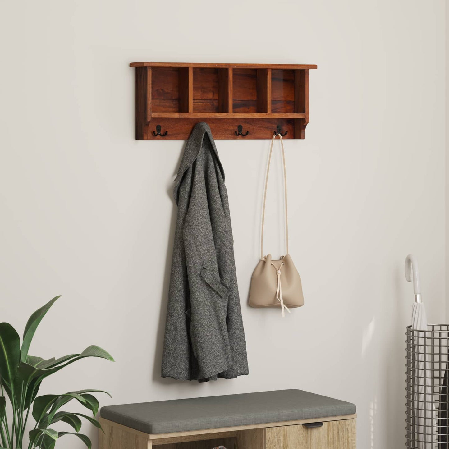 Hanger Brown 70 x 11 x 27 cm Solid Mahogany Wood