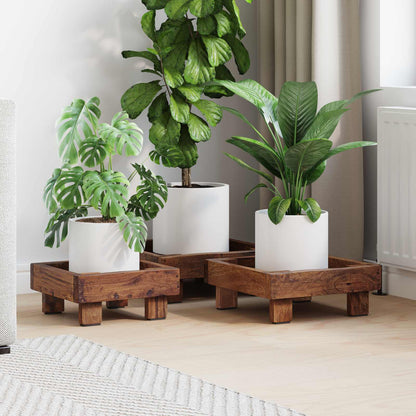 Plant Stand 3 pcs Brown Mahogany Wood