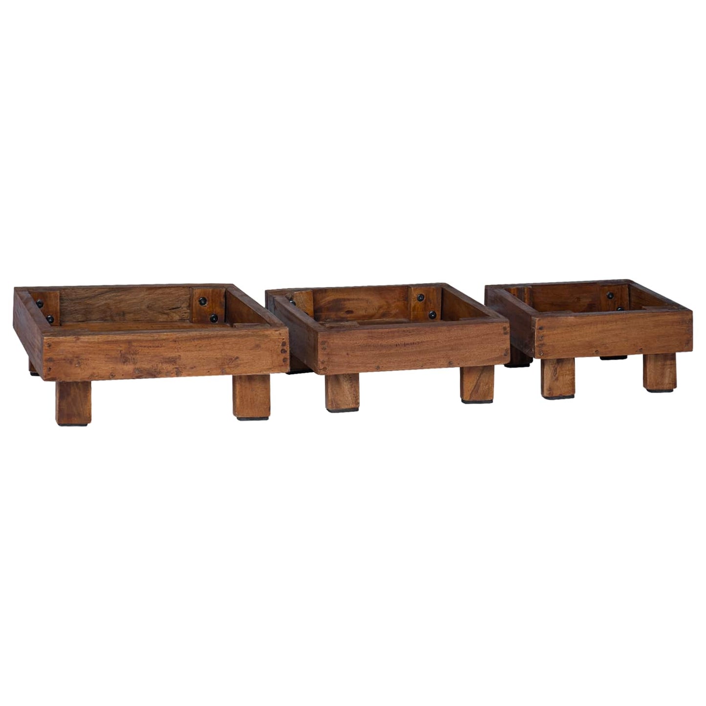 Plant Stand 3 pcs Brown Mahogany Wood