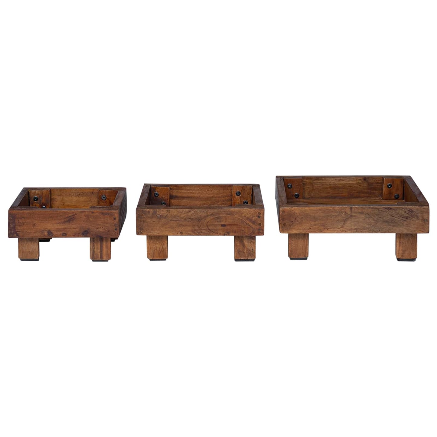 Plant Stand 3 pcs Brown Mahogany Wood