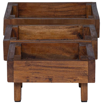 Plant Stand 3 pcs Brown Mahogany Wood