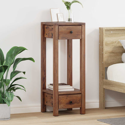 Plant Stand with Drawer Brown 30 x 30 x 80 cm Mahogany Wood