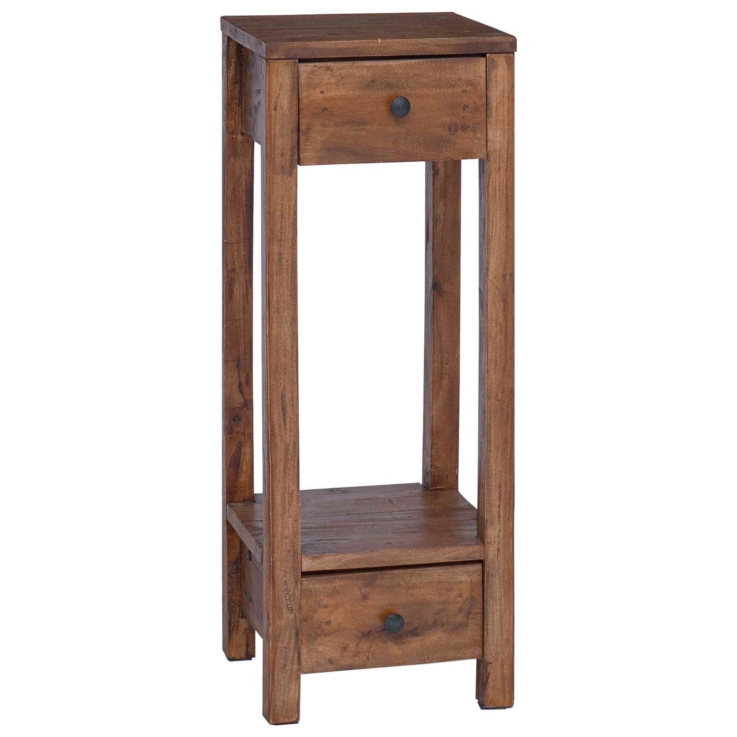 Plant Stand with Drawer Brown 30 x 30 x 80 cm Mahogany Wood