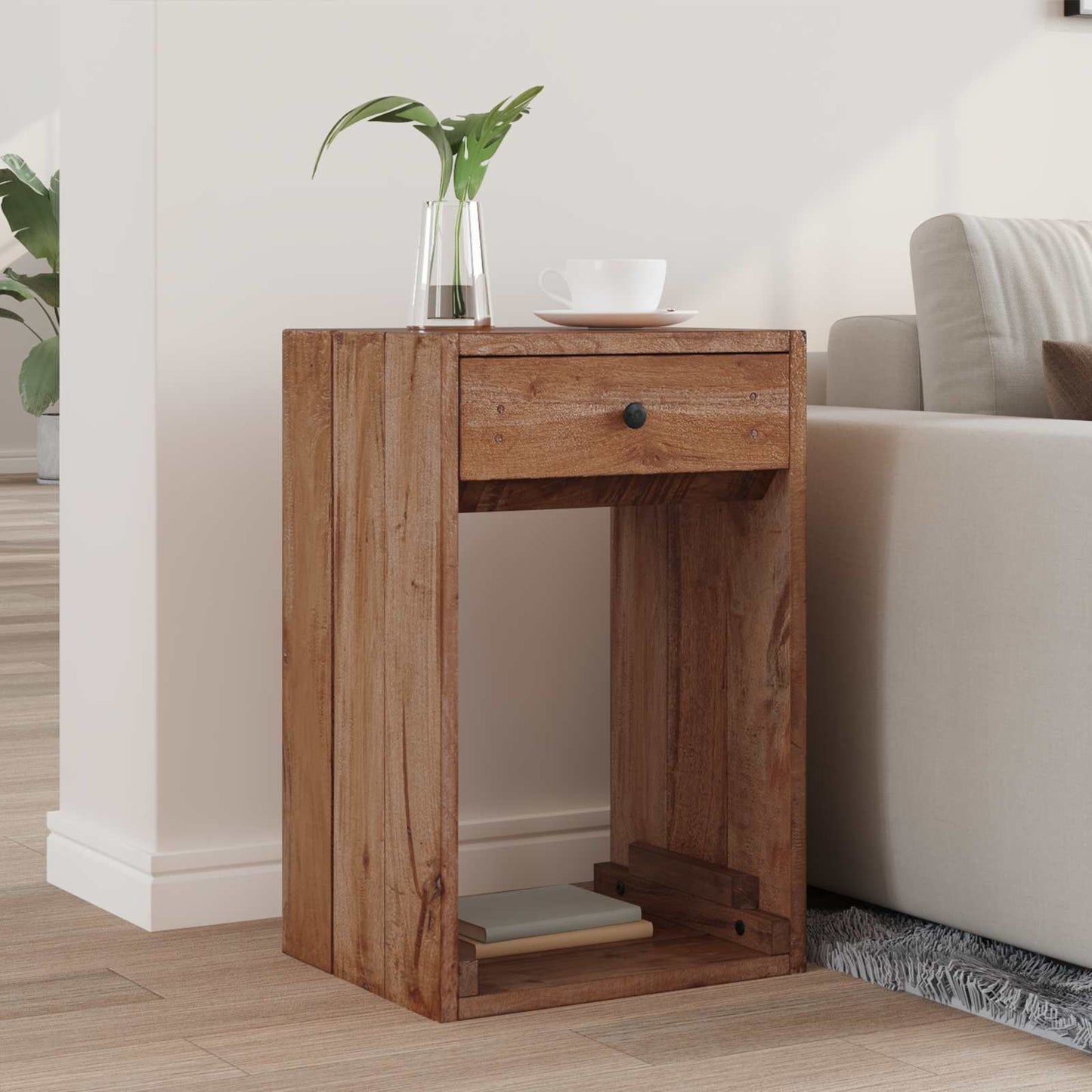 Bedside Table Brown 63 x 30 x 79 cm Solid Mahogany Wood